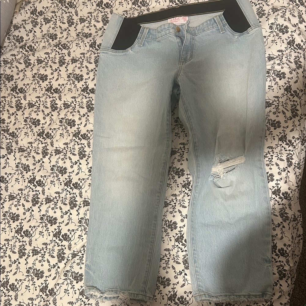 Light Blue Distressed Maternity Women's Jeans